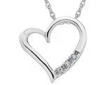 Diamond Heart Pendant Necklace in Sterling Silver with Chain